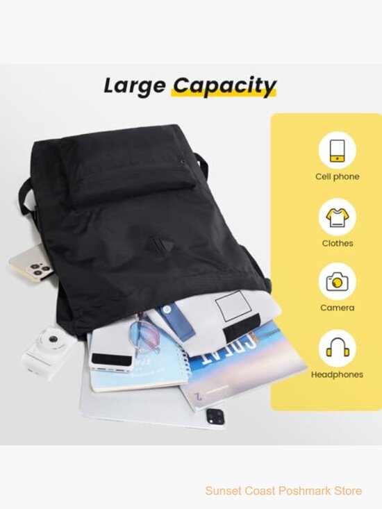 Water Resistant Nylon Drawstring Backpack Gym Sports Travel main image 2